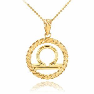 10k Real Solid Gold Libra Zodiac Sign Pendant